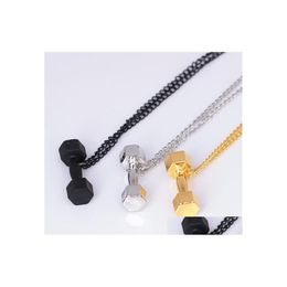 Pendant Necklaces Pretty Dumbbell Beautifly Necklace For Women Fitness Bodybuilding Gym Fit Barbell Men Jewelry Long Chain Nanashop Dhbzr