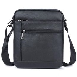 Briefcases Men's Shoulder Bags Bag Genuine Leather Black Crossbody For Men Small Flap Male Messenger