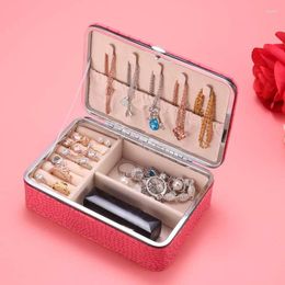 Jewellery Pouches PU Leather Box Organiser Travel Portable Jewellery Storage Case For Earrings Rings Necklaces Bracelet Lipstick