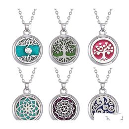 Pendant Necklaces Women Tree Of Life Aromatherapy Diffuser Vintage Bird Cat Open Locket Aroma Necklace Jewellery With Felt Pads Drop D Otsmd