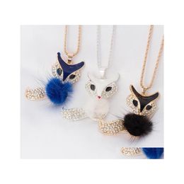 Pendant Necklaces Rhinestone Necklace Accessories Candy Colour Fur Long Sweater Chain Necklac Yzedibleshop Drop Delivery Jewelry Pend Dhwlk