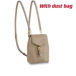 Tiny Mini Backpack Tourterelle Beige/Cream Colours Empreinte embossed supple grained Cowhide leather Lady Fashion Shoulder bag Zipped back pocket