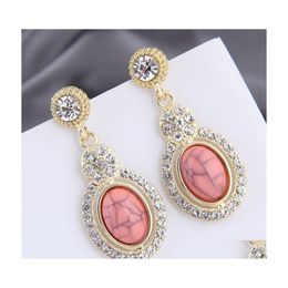 Dangle Chandelier Fashion Jewelry S925 Sier Post Earrings Inlaid Turquoise Rhinstone Stud Earring Drop Delivery Dhjjs