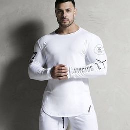 Men's T-Shirts Men Bodybuilding Long Sleeve Shirt Male Casual Fashion Skinny T-Shirt Gym Fitness Workout Tees Tops Running Quick Dry Clothing 230203