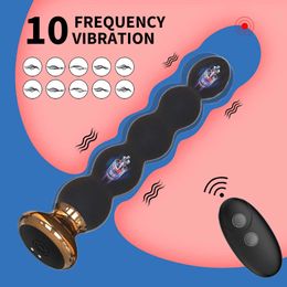 Vibrators 10 Speed Anal Vibrator Beads Prostate Massager Dual Motor Butt Plug Stimulator Usb Charge Sex Toys for Men Women 1115