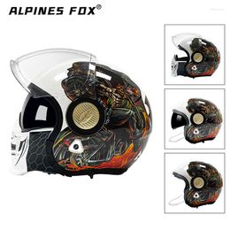 Motorcycle Helmets Retro Modular Dual Lens Helmet Flip Up Black Knight Combination Professional Motocross Racing Full Face Casco