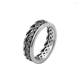 Wedding Rings Vintage For Women Thai Silver Color Fine Pattern And Crystal Personality Jewelry