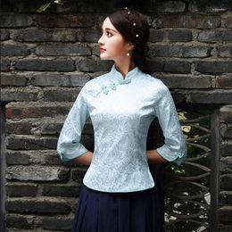 Ethnic Clothing Summer Daily Plus Size Tang Suit Cheongsam Tops Improved Fashion Retro Short Shirt Women Chinese Women's
