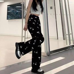 Women's Sleepwear Spring Autumn INS Cherry Pajama Pants Women High Waist Casual Loose Trousers Wear Outside Home