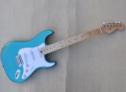 6 Strings Metal Blue Electric Guitar with Maple Fretboard SSS Pickups Can be Customised