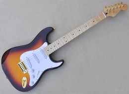 Tobacco Sunburst Electric Guitar with Gold Hardware Maple Fretboard SSS Pickups White Pickguard Can be customized