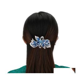 Hair Clips Barrettes Shiny Rhinestone Flower Hairs Clip Geometric Hairpin Retro Crystal Acrylic Claws Women Girls Accessories Drop Otrw1