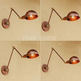 Wall Lamp Retro Rust Brown Folding Iron RH Long Arm Vintage