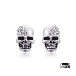 Stud Skeleton Earrings For Women Men Jewelry Halloween Ear Post Antique Sier Color Skl 1 Pair Drop Delivery Ottci