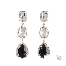Dangle Chandelier Fashion Metal Rhinestone Water Drop Earrings Party Charm Womens Shiny Statement Earring Delivery Jewellery Dh5Jg