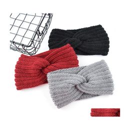 Headbands Winter Warm Headband Knitting Woollen Elastic Wool Knitted Head Wrap Girls Bohemian Hairband Accessories Drop Delivery Jewe Dhxqg