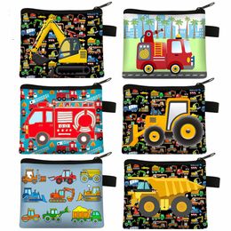 DHL Cute Engineering Vehicle Print Cosmetic Case Firetruck Excavator Bulldozer Kawaii Makeup Bags Women Toiletries Girl Cosmetic Bag