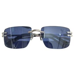 CART Fashion Plaza Classic Frameless Original Boutique Occhiali da sole blu per uomo e donna HD 3.0 Lens Laser LOGO Gamba con lenti in metallo UA400 Occhiali a 5 colori resistenti ai raggi UV