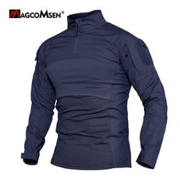 Men's T-Shirts MAGCOMSEN Army Tactical T Shirt Men SWAT Clothes Soldiers Military Combat T-Shirt Long Sleeve Training Shirt Security Guard Tops 230204