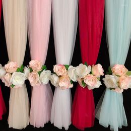 Decorative Flowers Multifunction Artificial Curtain Flower Home Sand Mantle Cloth Clip Garland Weddding Banquet Chair Back Decoration 10Pcs