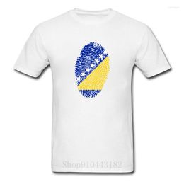 Men's T Shirts Bosnia And H. Flag Fingerprint T-Shirt Men Groups Shirt Custom Tshirt Black Yellow Blue Tee Striped Clothing Stars Tops