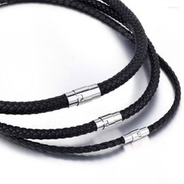 Choker Chokers Mens Necklace Brown Black Braided Cord Rope Artificial Leather For Men Stainless Steel Clasp 4/6/8mm LUNM09Chokers Bloo22