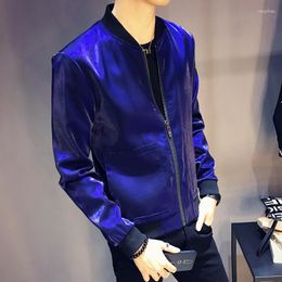 Men's Jackets DJ Club Fancy Outfit Bomber HommeShinny Black Blue Silve Green Jacket Men Slim Fit BomberJacket Sharp Jaquetas Masculino