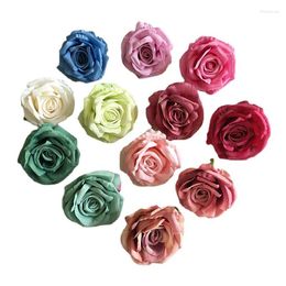 Decorative Flowers 5pcs/lot Artificial Silk Roses Heads For Wedding Decoration Party Fake Floral Wreath Christmas Gifts