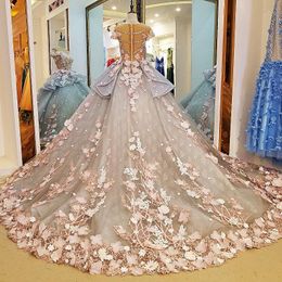 Wedding Dress Other Dresses Haute Couture 3D Floral Exquisite Short Sleeve Ball Gown Spring Garden Bridal Party 2023 Custom Made