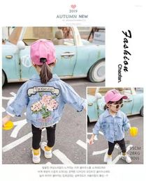 Jackets Children's Kids Denim For Girls Baby Flower Embroidery Coats Fashion Child Outwear Ripped Jeans 0 2 4 5Y