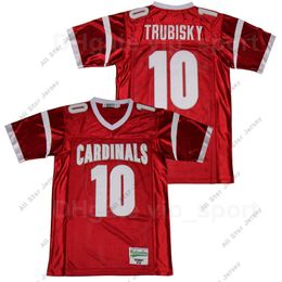 American College Football Wear Mentor Football 10 Mitchell Trubisky High School Jersey Red Team Color Pure Cotton Stitched Breathable Men Sport Top On Sale