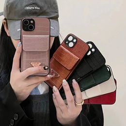 Designer Leather Card Wallet Kickstand Phone Cases for iPhone 15 14 13 12 11 18 17 16 Pro Max X XS 7 8 Samsung S20 S21 S22 S23 S24 S25 Ultra Plus Luxury Purse with Logo Box