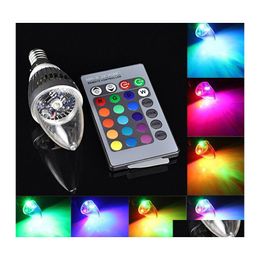 Led Bulbs Rgb Candle Lights E12 E14 3W Bbs 16 Colours Change Add 24Keys Ir Remote Controller Drop Delivery Lighting Dhfe0