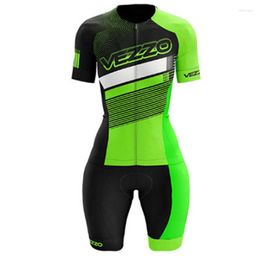 Racing Sets VEZZO Cycling Clothing Female Little Monkey Suit Bike Accessories Skinsuit MTB Overalls Womens Triathlon Short Sleeve Shirts