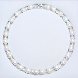 Chains Freshwater Baroque Pearl Choker With Shinning Clasp Keshi White Necklace Women Jewellery Gifts