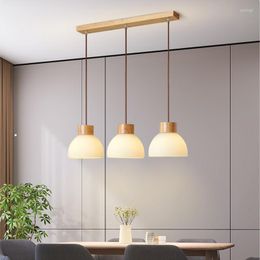 Pendant Lamps Log Table Bar Lamp Nordic Three-head Dining Room Chandelier Single-head Bedroom Bedside