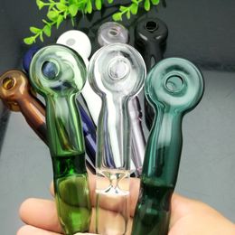 Glass Smoking Pipe Water Hookah Mixed color flat mouth suction nozzle glass straight smoke pot