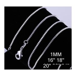 Chains Bk 1Mm 925 Sterling Sier Box Choker Necklaces For Women Men Jewellery Pendant Making 16 18 20 22 24 Inches Drop Delivery Pendant Otfat