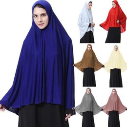Scarves Dubai Muslim Women's Scarf National Style Solid Colour Hooded Hui Family Worship Service Arab Amira Hijab Shawls Full Cover