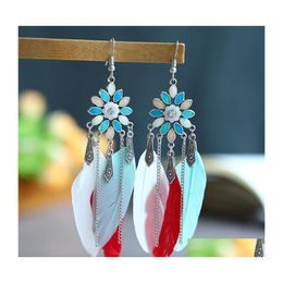 Dangle Chandelier Bohemian Fashion Jewellery Feather Earrings Tassels Drop Delivery Dh2Go