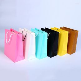 Gift Wrap 300pcs/lot Custom LOGO Printed Kraft Paper Bag With Twisted Handle Price Reusable Shopping Bags 25cmx12.5cmx30cm Wholesale