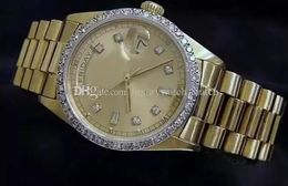With original box Luxury Fashion WATCHES High-Quality 8k Yellow Gold Diamond Dial & Bezel 18038 Automatic Mens Men's Watch 202362