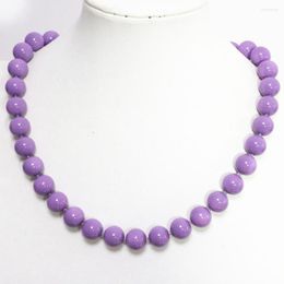 Chains Strand Chain Elegant Purple Baking Paint Glass Shell Fashion Women Necklace Round Beads 8 10 12mm Jewellery 18inch B1476