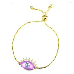 Link Bracelets Transparent Glass Turkish Eye Pendant Bracelet Adjustable Box Chain Jewellery Magic Charm Cubic Zirconia Amulet