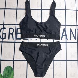 Luxury Brand Womens Bikinis Swimwear Designer Beach Holiday Bras Briefs Set Black Sports Bra Panties Sexy Split Backless Swimsuit