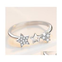 With Side Stones Star Jewelry Ladies Zirconia Pentagram Party Gift Temperament Small Ring Fashion Simple Vipjewel Drop Delivery Dheia