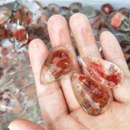 Garden Decorations Red Ghost Crystal 1pcs Natural Polished Healing Stone Quartz Gem Pendant Home Desk Ornament And Gift