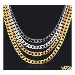 Chains Cuban Link Chain Necklace Curb For Men Jewelry Corrente De Prata Mascina Wholesale Miami Mens Vipjewel Drop Delivery Necklace Dhn2H