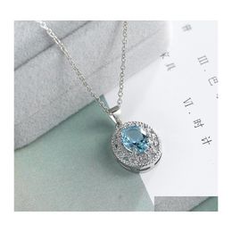 Pendant Necklaces Crystal Pendants For Wedding Blue Necklace Fine Jewellery Topaz Necklac Yydhhome Drop Delivery Dhuaf
