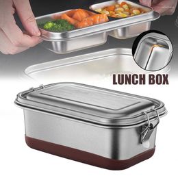 Dinnerware Sets Stainless Steel Bento Box For Kids Adult Double Layer Metal Lunch Container With Divider Leakproof Office Supply
